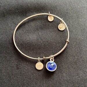 Alex and Ani Silver Bracelet with Blue Charm